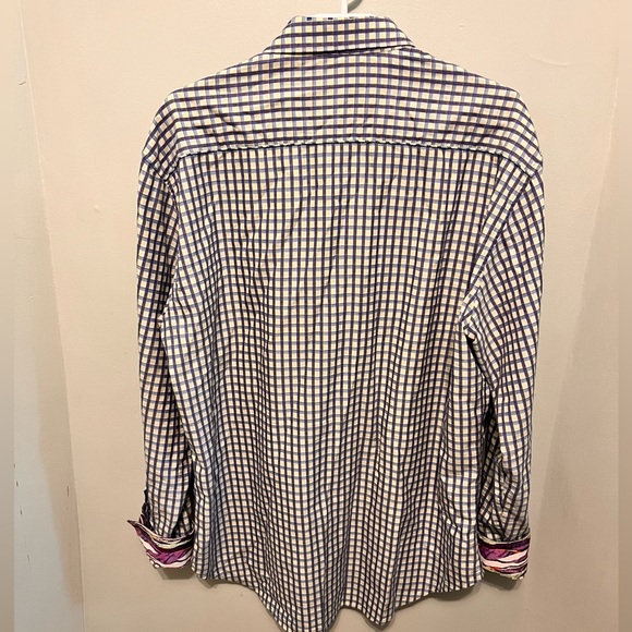 Robert Graham - Men’s XL - White & Blue - Classic Button-up Shirt - 100% Cotton - Picture 14 of 15